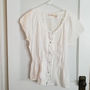 DKNY White SS Blouse